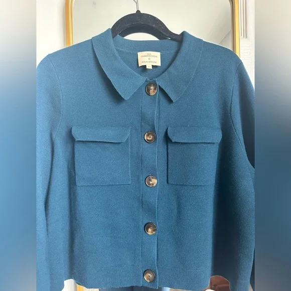 Sezane Blue Cardigan with Structured Silhouette and Modern Design - Picture 4 of 5